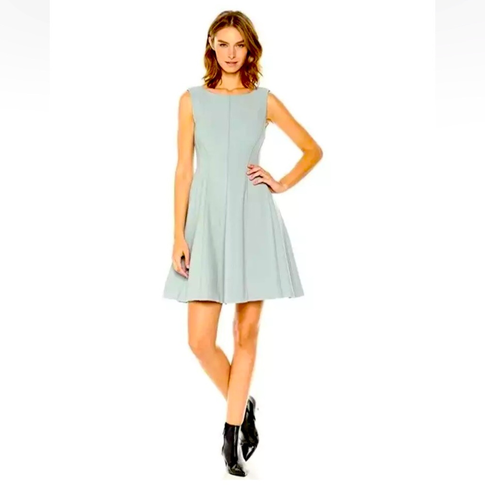 Theory Polished Dress size 4 Stretch Virgin Wool Blend Sleeveless Fit & Flare - Picture 3 of 10